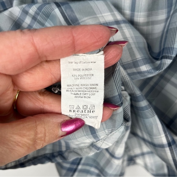 PRANA Men's Plaid Short Sleeve Breathe Snap Closure Shirt Blue/Gray Size X-Large - Picture 8 of 9